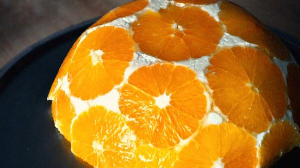 Творожный торт без желатина с апельсинами