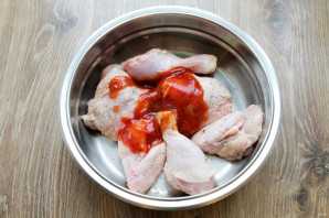 Курица с кетчупом и майонезом в духовке