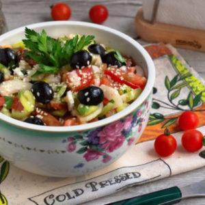 ПП Овощной салат с маслинами и кунжутом - пошаговый рецепт с фото - Полезный рецепт
