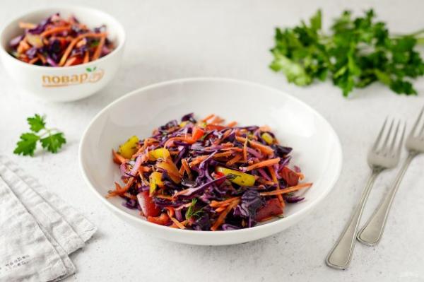 Салат из краснокочанной капусты - просто,вкусно - фоторецепт пошагово