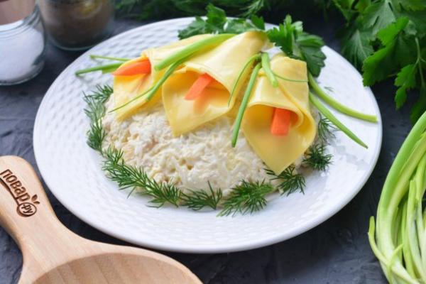 Салат "Каллы" с ананасом - просто,вкусно - фоторецепт пошагово