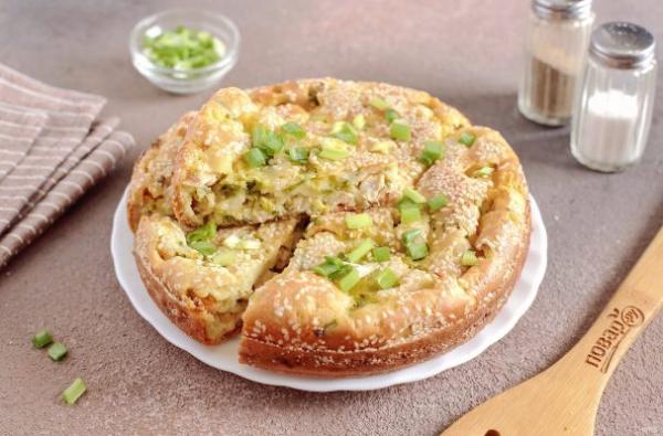 Заливной пирог с курицей и зеленым луком - просто,вкусно - фоторецепт пошагово