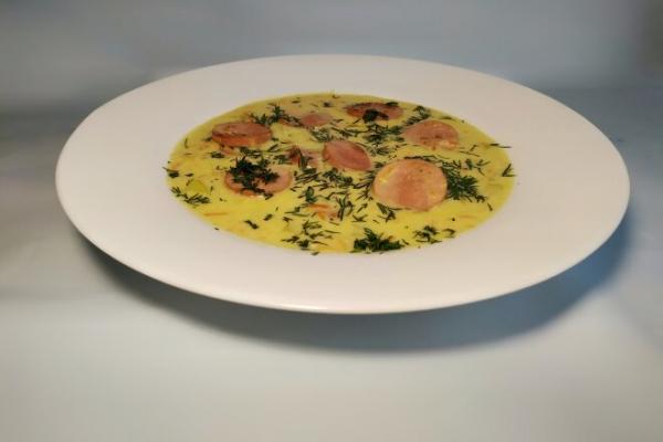 Сырный суп с картофелем, вермишелью и сосисками, рецепт с фото и видео