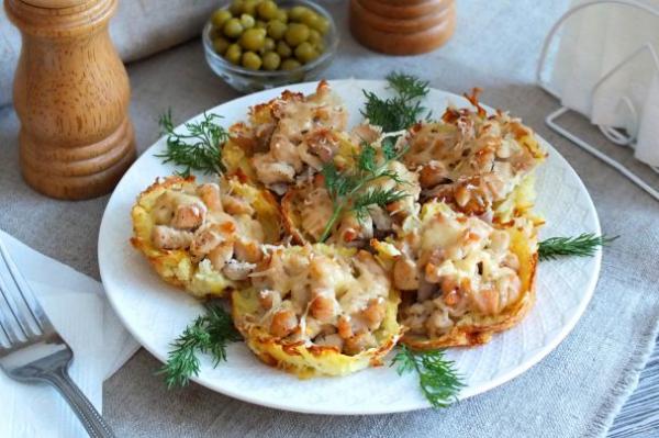 Тарталетки из картофеля с куриным филе - просто,вкусно - фоторецепт пошагово