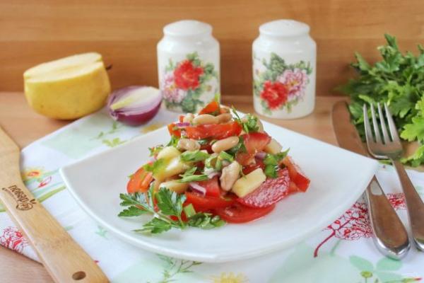 Салат с фасолью и яблоками - просто,вкусно - фоторецепт пошагово