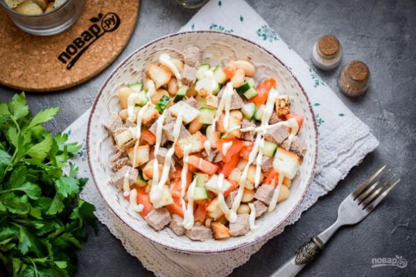 Салат с говядиной и фасолью - просто,вкусно - фоторецепт пошагово
