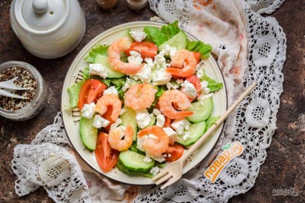 Салат с креветками и фетой - просто,вкусно - фоторецепт пошагово