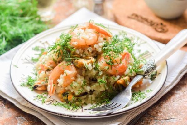 Рис с мидиями и креветками - просто,вкусно - фоторецепт пошагово