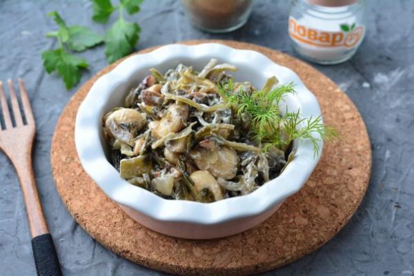 Салат с морской капустой и грибами - просто,вкусно - фоторецепт пошагово