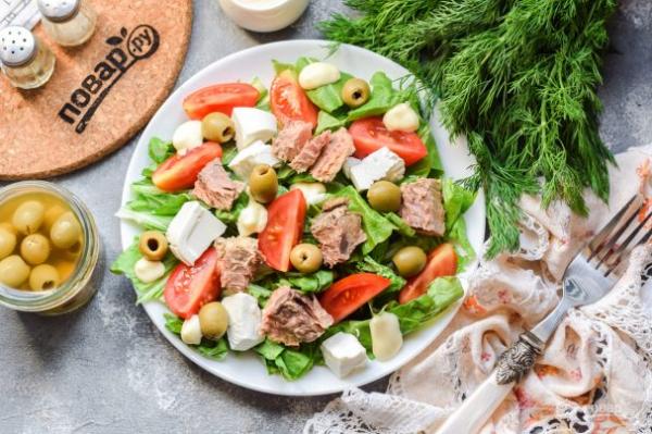 Салат с тунцом и фетой - просто,вкусно - фоторецепт пошагово
