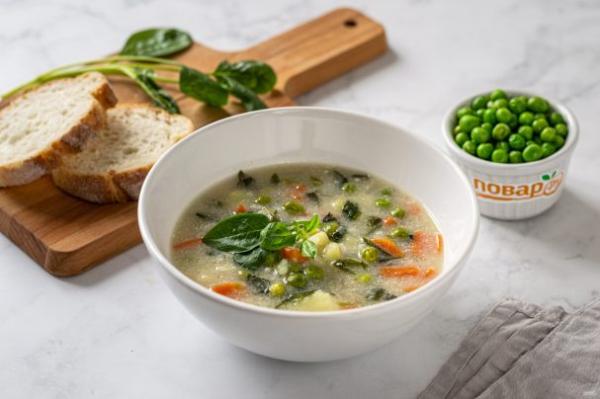 Суп со шпинатом и зеленым горошком - просто,вкусно - фоторецепт пошагово
